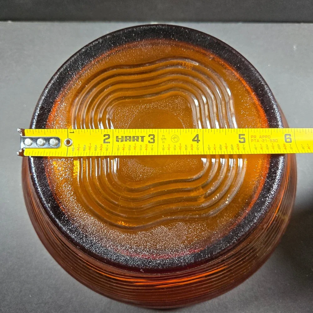 Duralex Serving Bowl Amber Ribbed Glass Mid Century Modern France